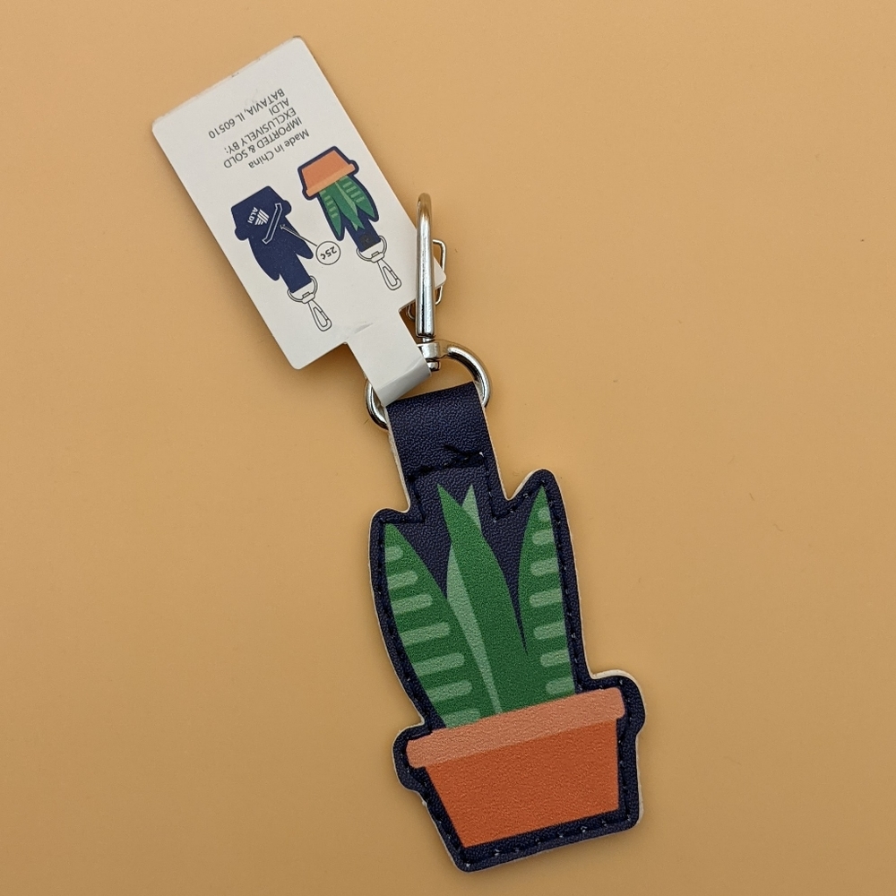 NWT Aldi Quarter Holder Keychain Succulent Plant